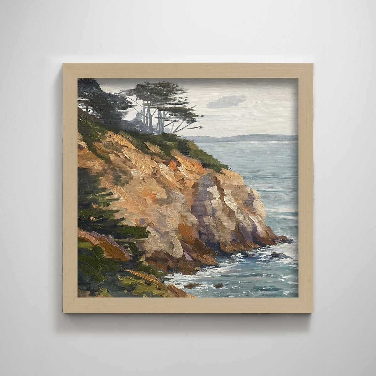 Original Landscape Decorative Painting Lonely Coastline Texture Print for Home Decor Wall Decor