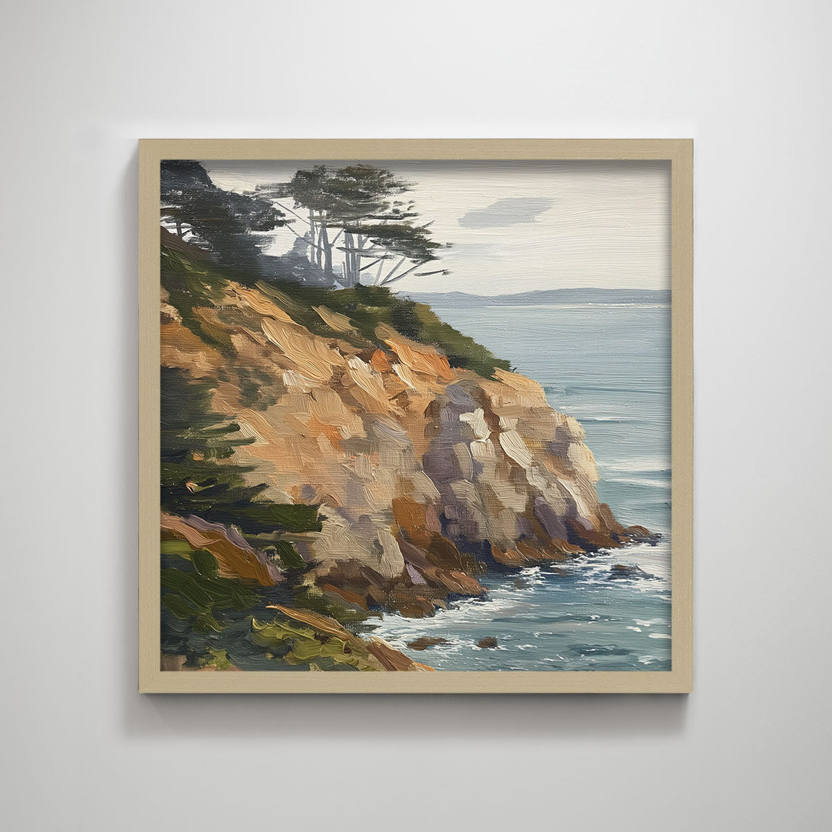 Original Landscape Decorative Painting Lonely Coastline Texture Print for Home Decor Wall Decor