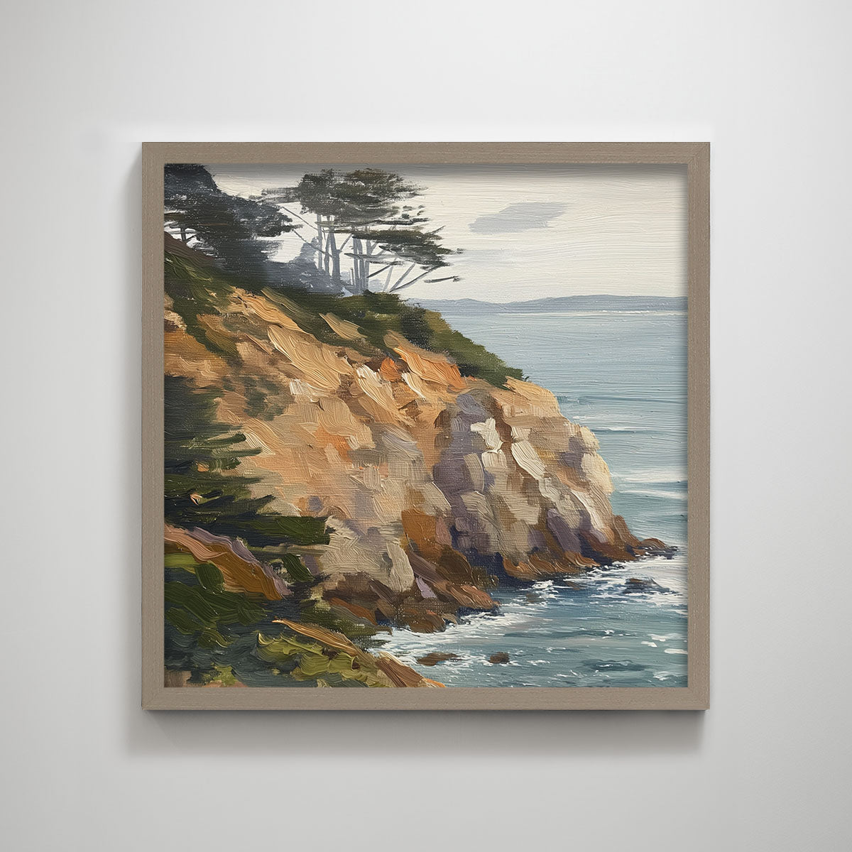 Original Landscape Decorative Painting Lonely Coastline Texture Print for Home Decor Wall Decor