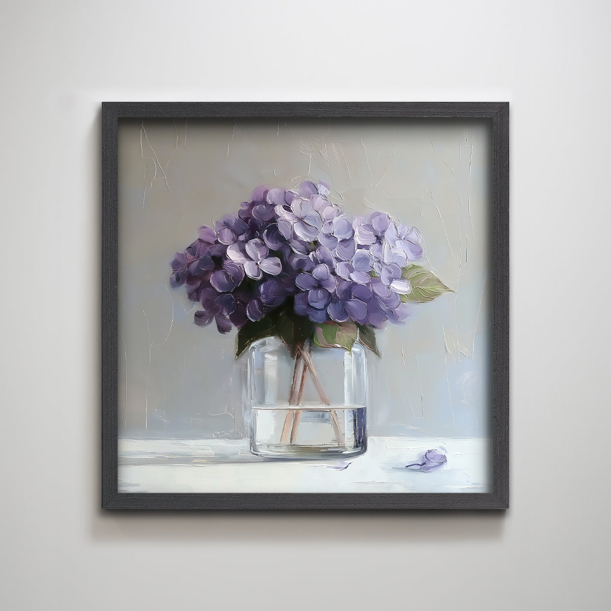 Purple Flowers in Vase Textured Art Print Elegant Wall Decor for Living Room Floral Wall Decorations