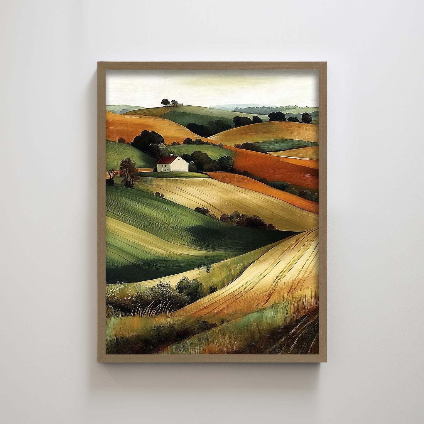 Farmland Landscape Autumn Warm Color Tone Abstract Textured Art Print Landscape Wall Decor