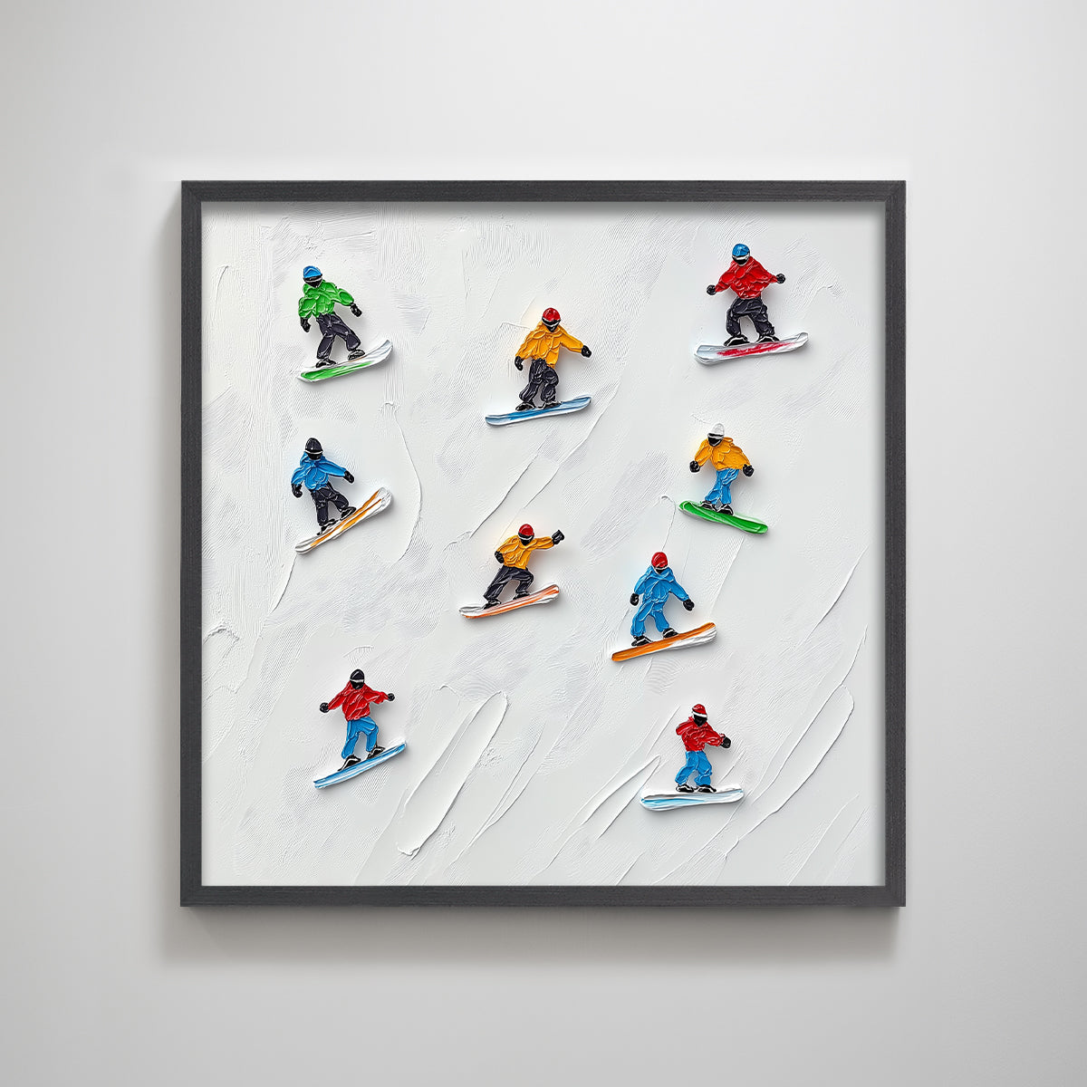 Abstract Skiing Snow Board Winter Christmas Thanksgiving Gift Textured Print Wall Art