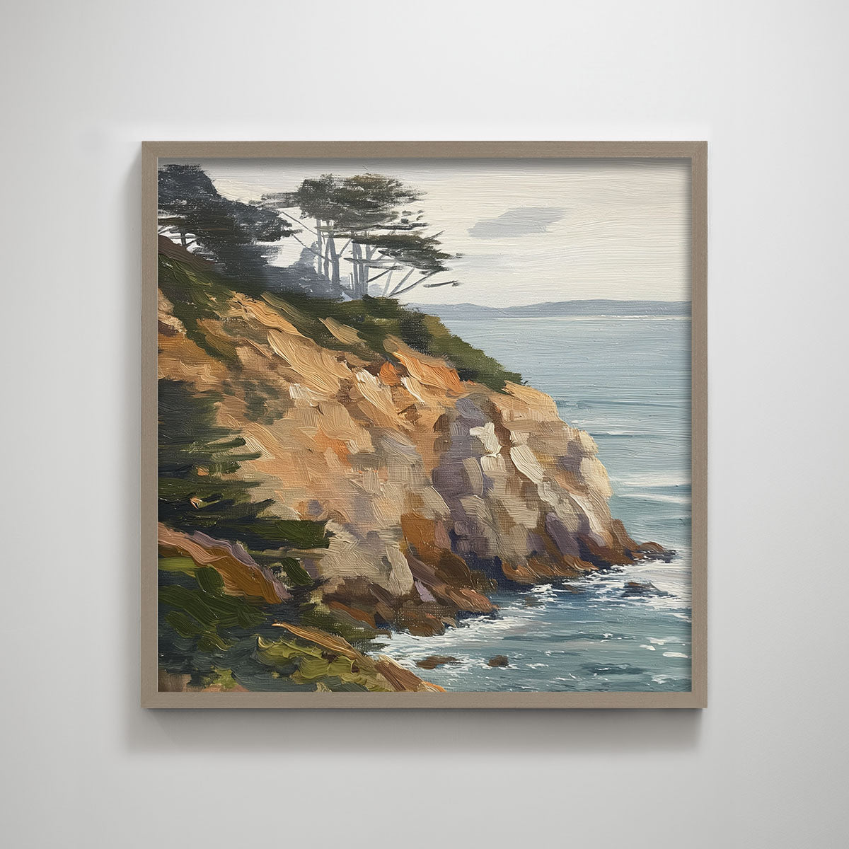 Original Landscape Decorative Painting Lonely Coastline Texture Print for Home Decor Wall Decor