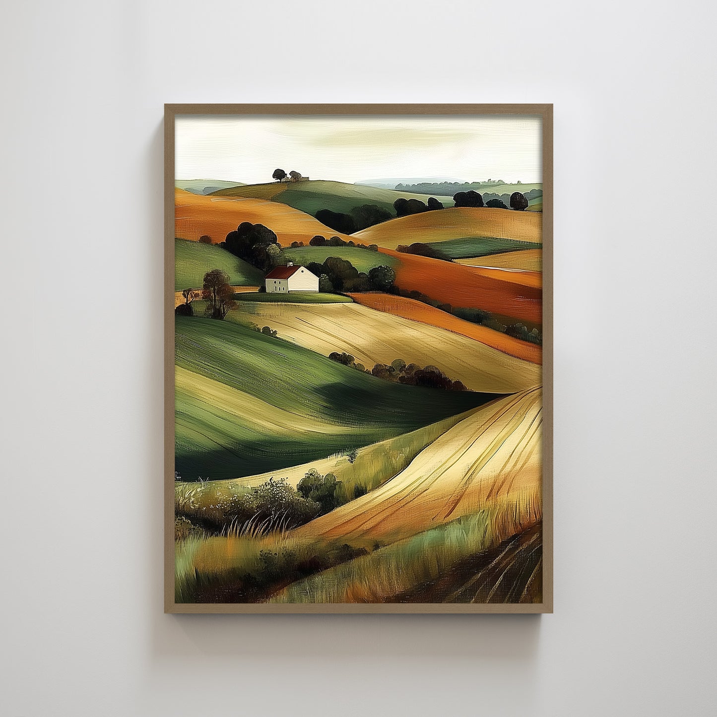 Farmland Landscape Autumn Warm Color Tone Abstract Textured Art Print Landscape Wall Decor