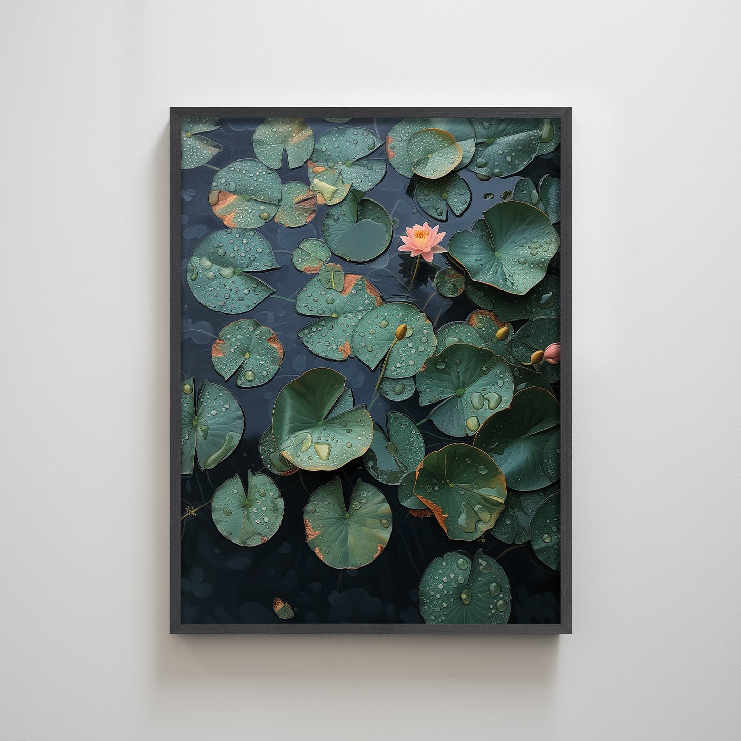 Lily's Pond Lotus Green Zen Buddha Textured Art Print Landscape Wall Decor