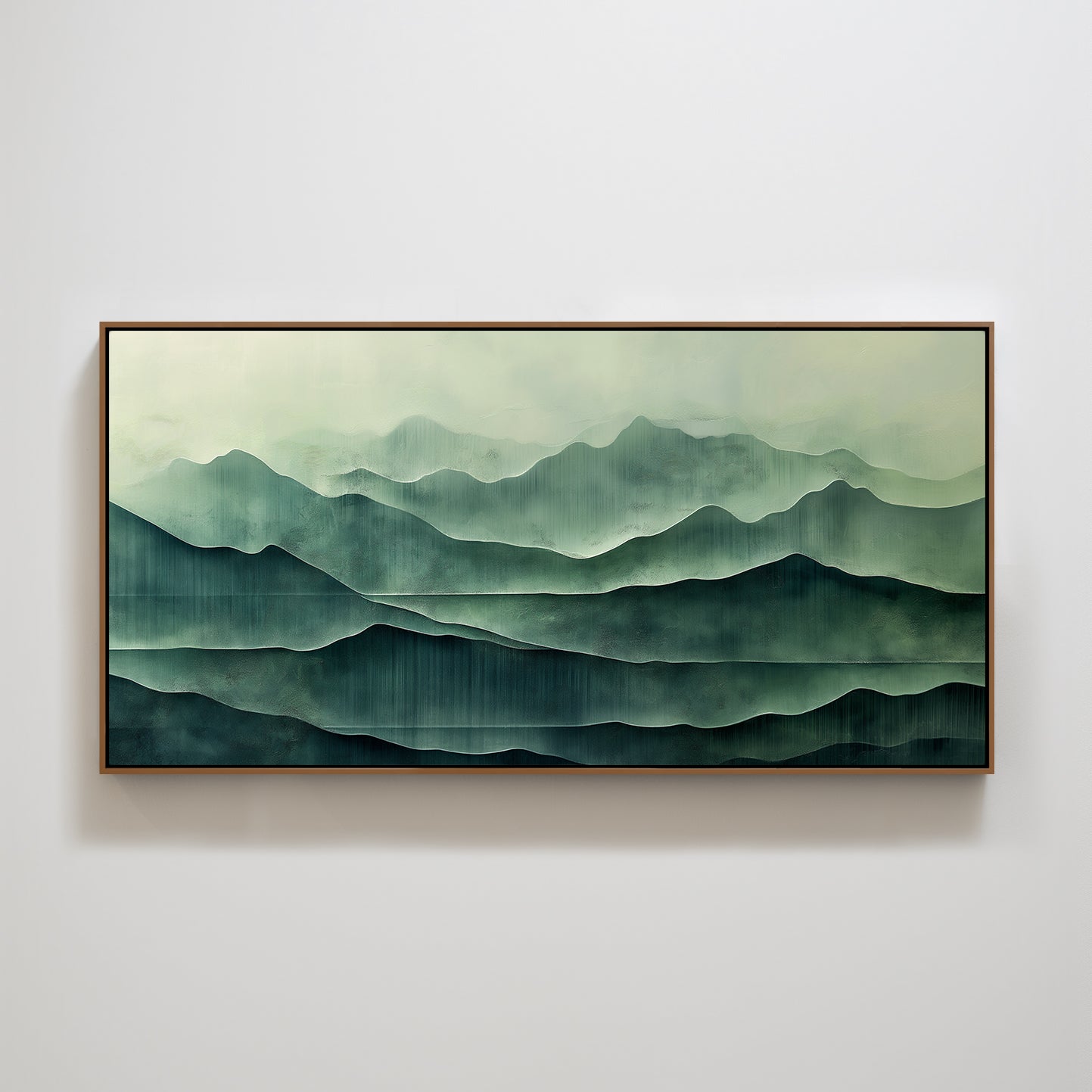 Abstract Green Mountain Landscape Textured Art Print Nature Wall Art Decor for Living Room Spaces