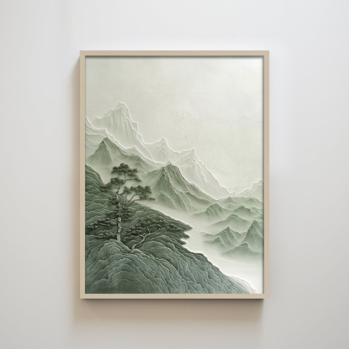 Zen green mountain view texture home decoration painting.