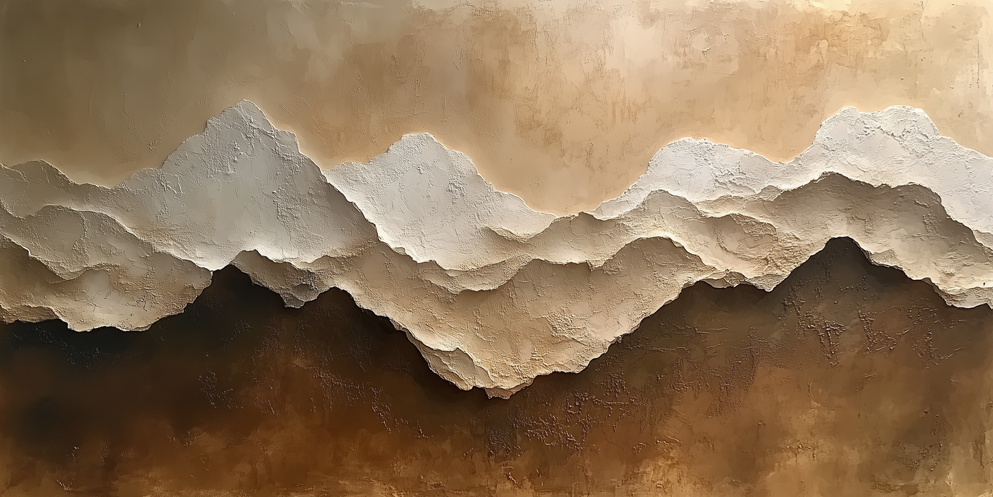Abstract Beige and White Desert Textured Wall Art
