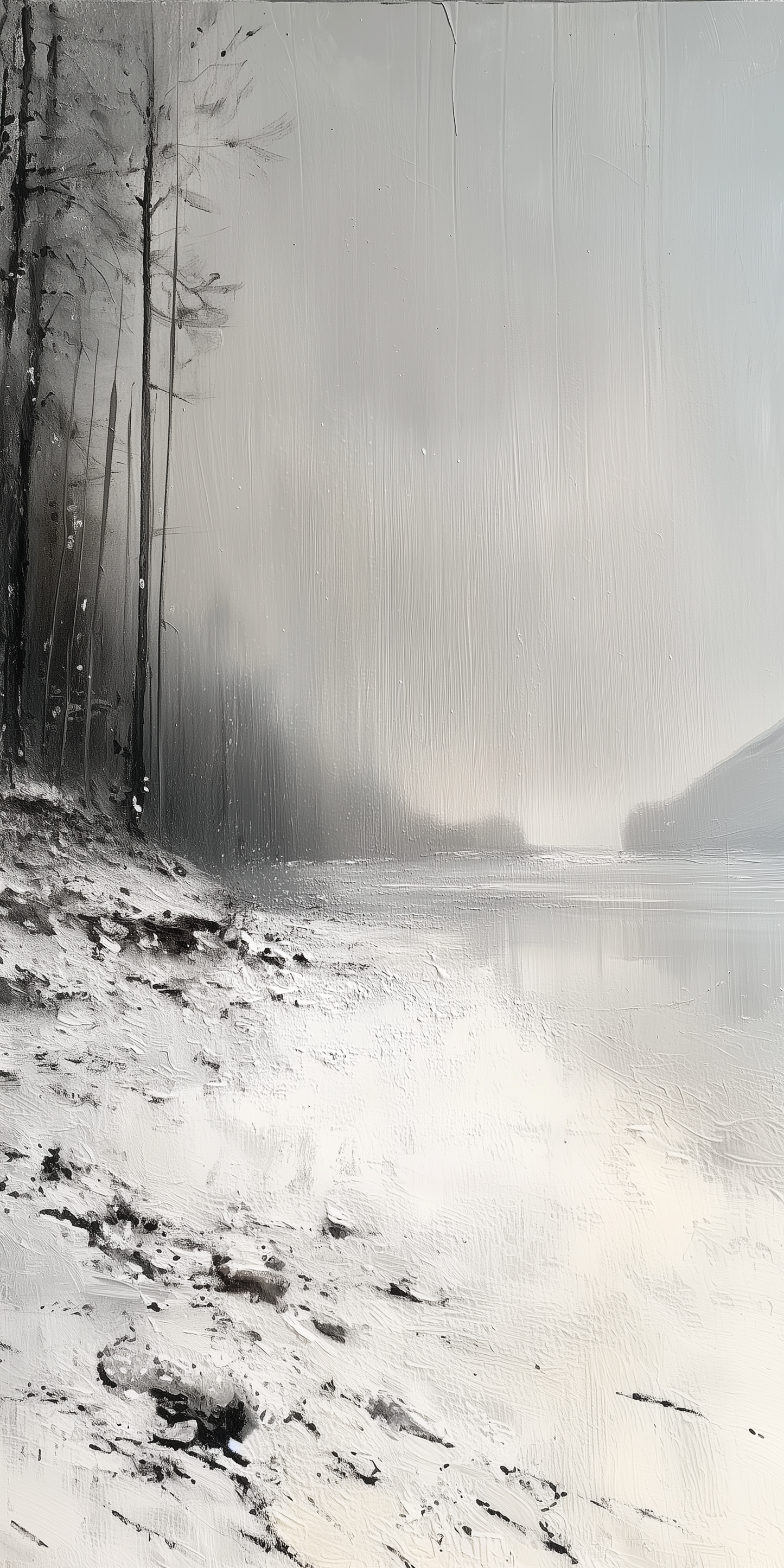 Abstract Gray and White Snow Landscape Art Print