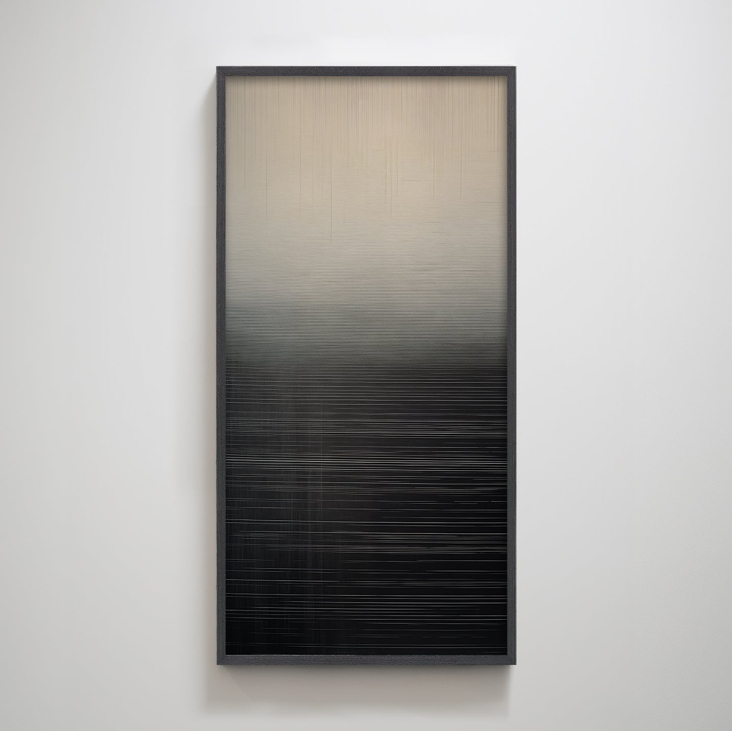 Abstract Landscape Wabi Sabi River Sea Minimal Black and Beige Zen Textured Wall Art for Home Decor