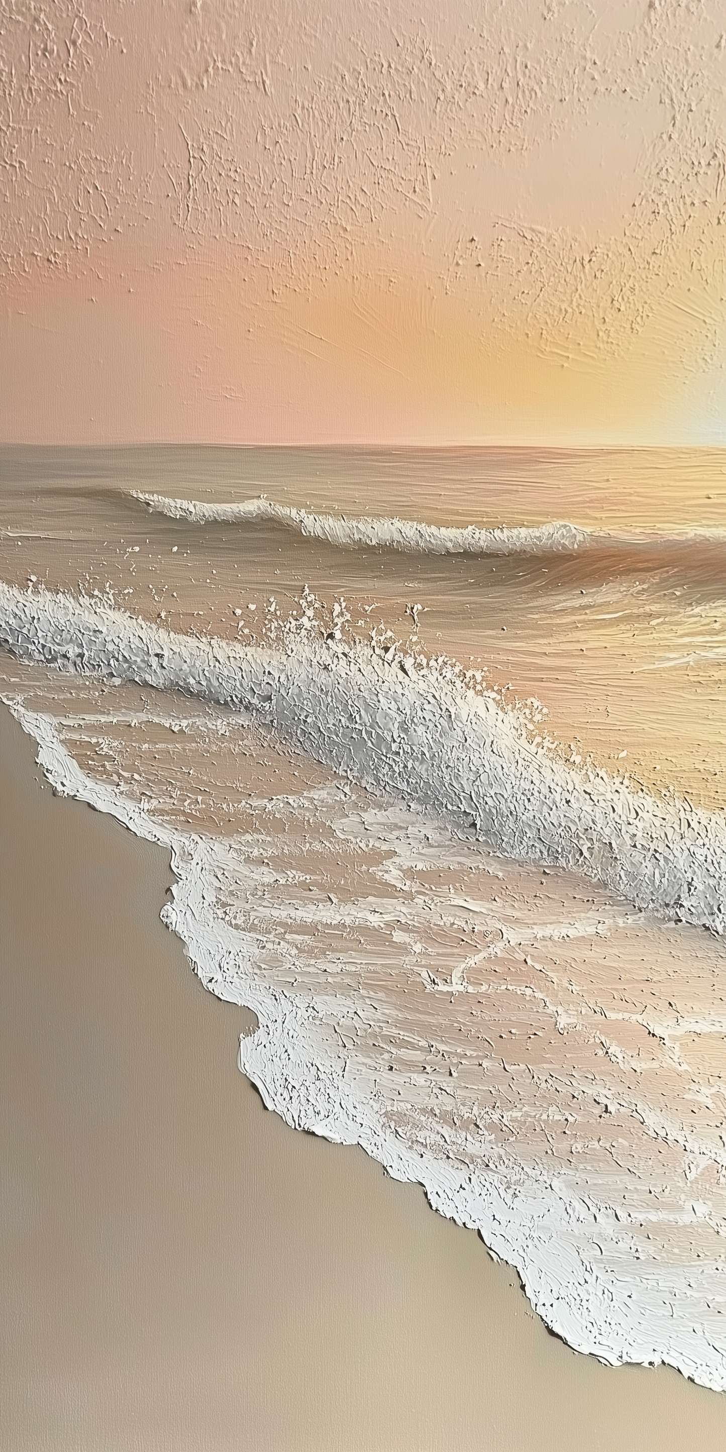 Abstract Pink and Orange Beach Textured Art Print