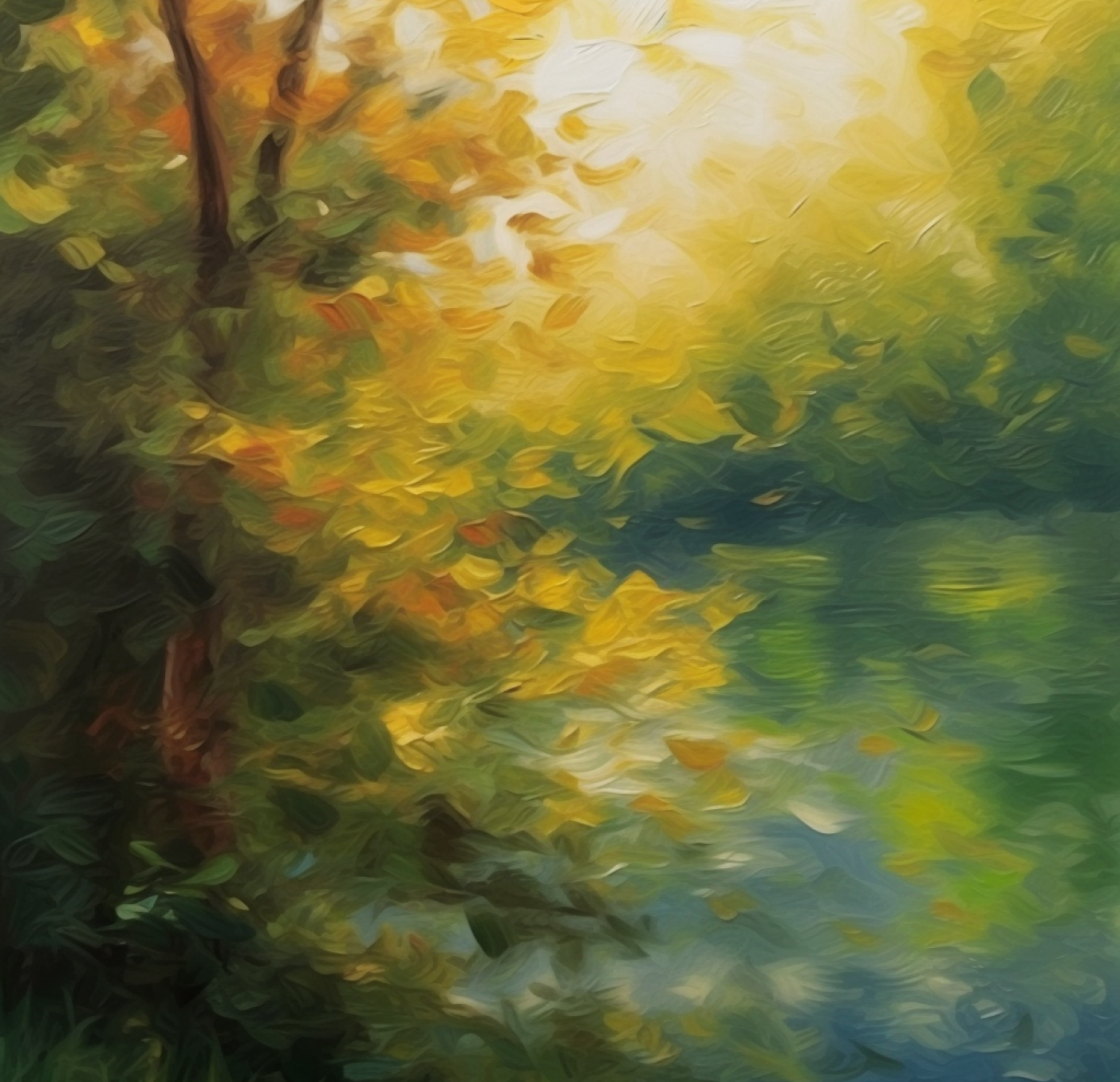 Autumn Leaves Landscape Textured Art Print