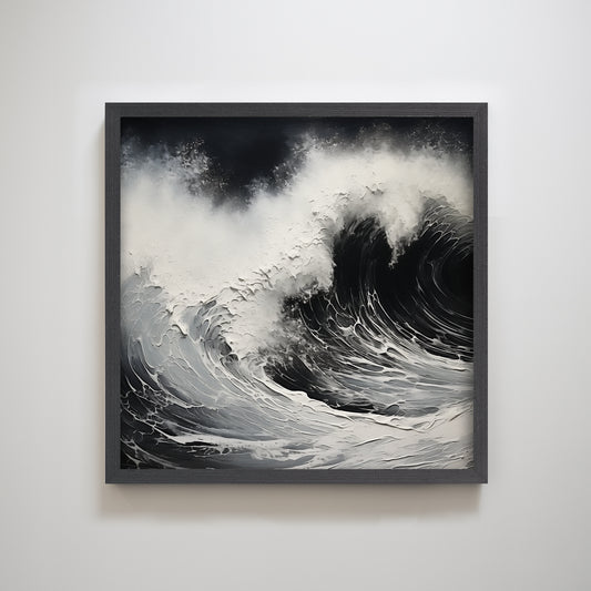Abstract black ocean wave texture home decoration painting.