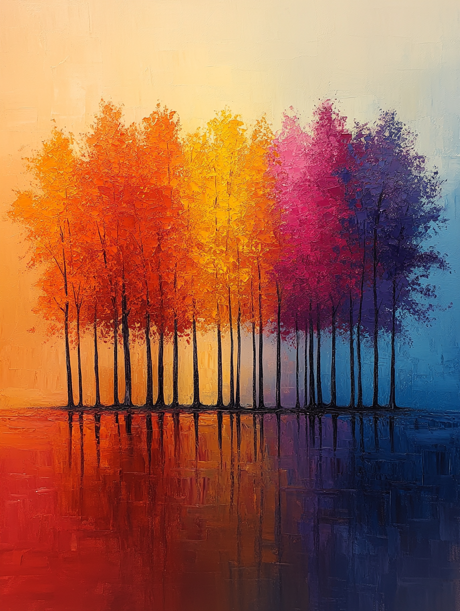 Colorful Trees Landscape Textured Art Print