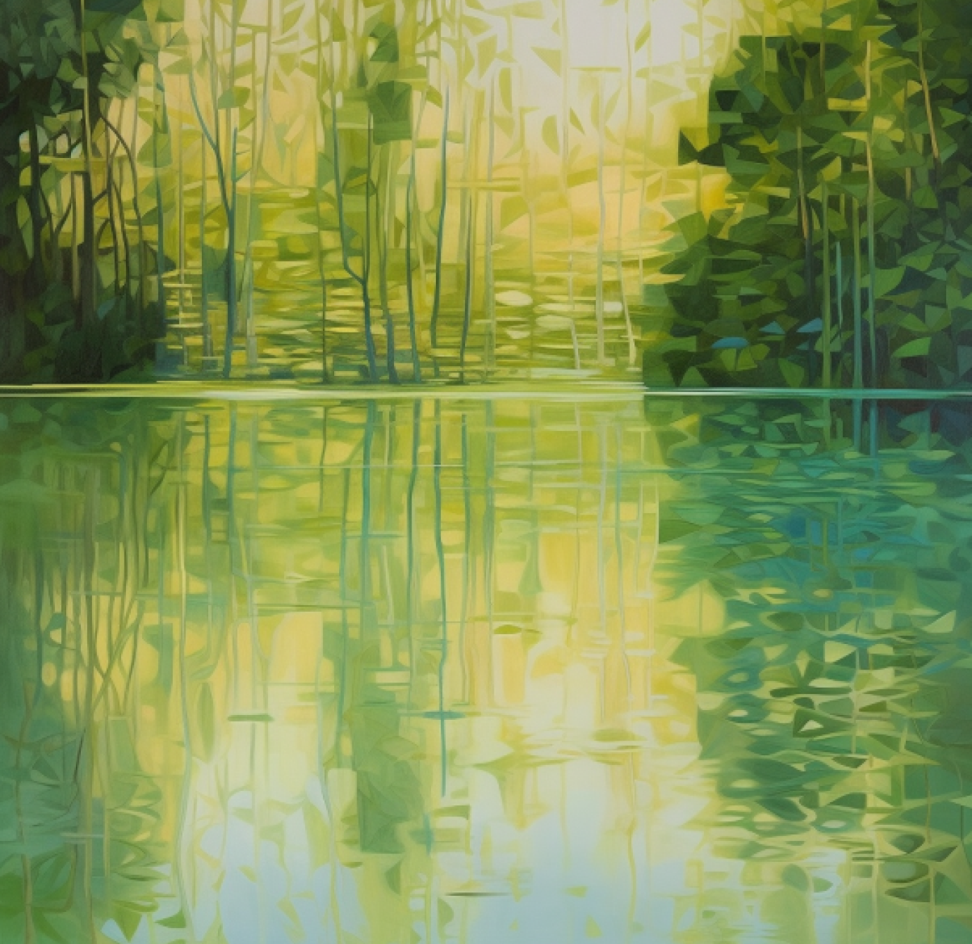 Endless Reflection Landscape Textured Art Print | Landscape Wall Art for Bedroom Ambiance