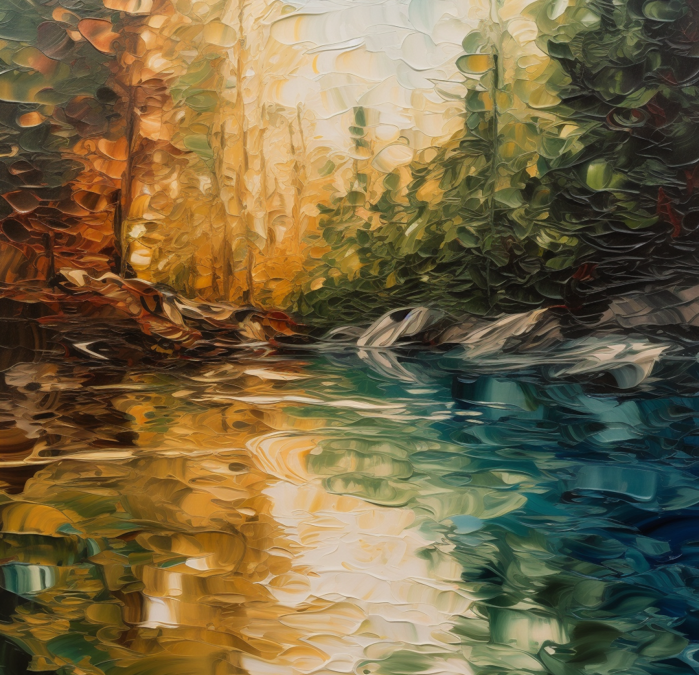 Flowing Autumn Afternoon Landscape Textured Art Print