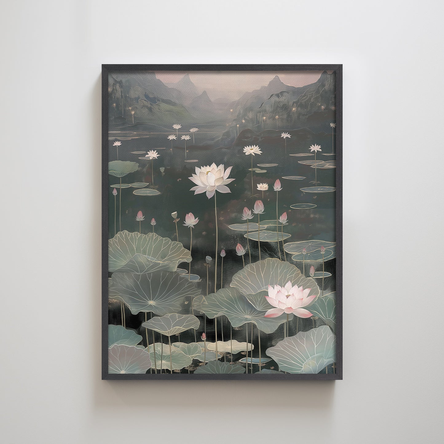 Lotus Pond Texture Print Home Decor Painting.