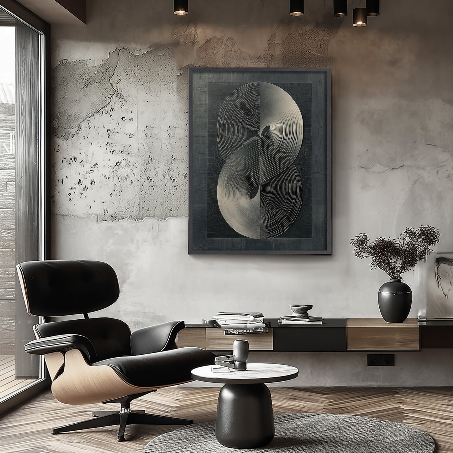 Abstract black and gold texture print home decoration painting.
