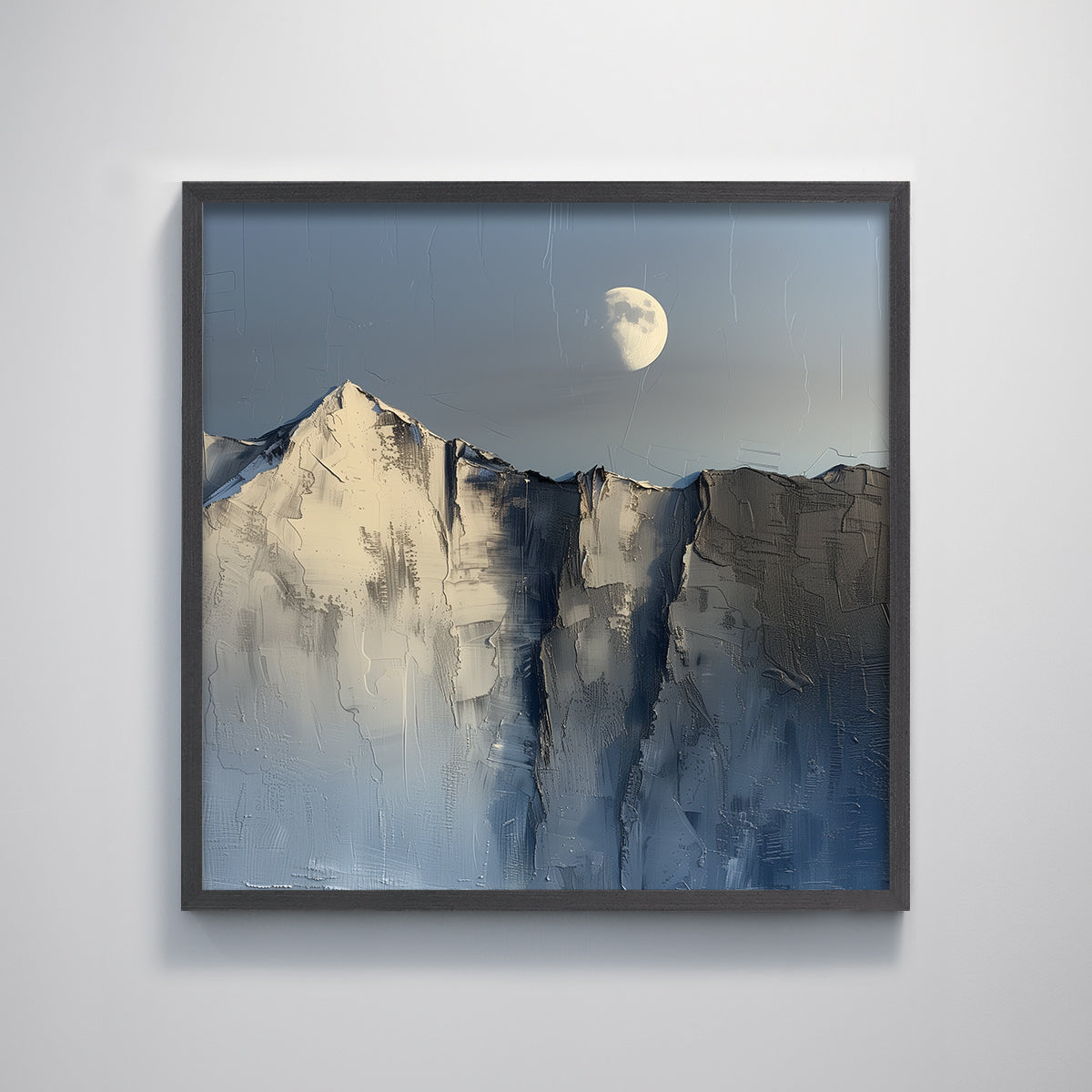 Mountain Moon Landscape Textured Art Print Minimalist Wall Decor for Living Room Natural Vibes