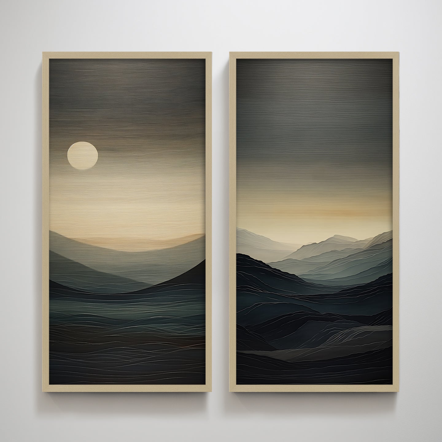 Sunset & Dawn Abstract Wabi Sabi Vertical Wall Art Print Wall Decoration Painting for Living Room
