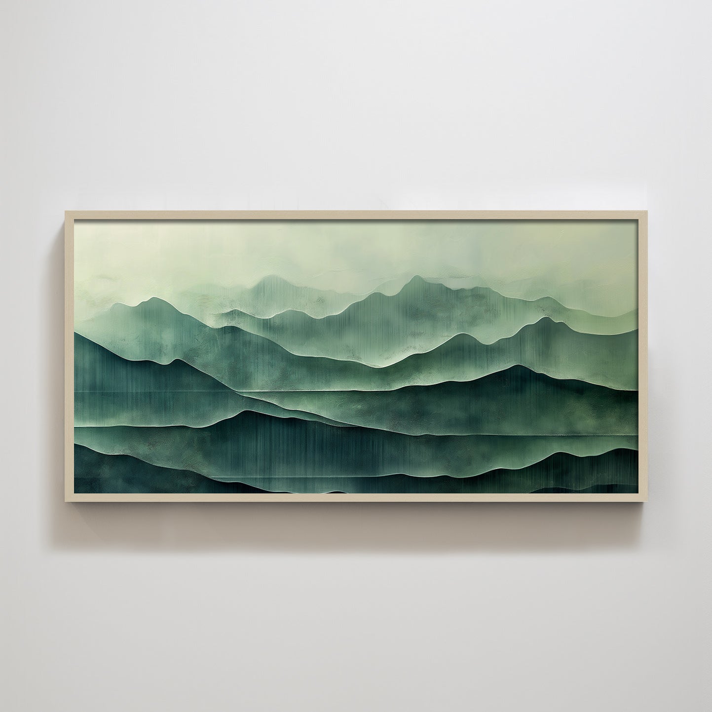 Abstract Green Mountain Landscape Textured Art Print Nature Wall Art Decor for Living Room Spaces