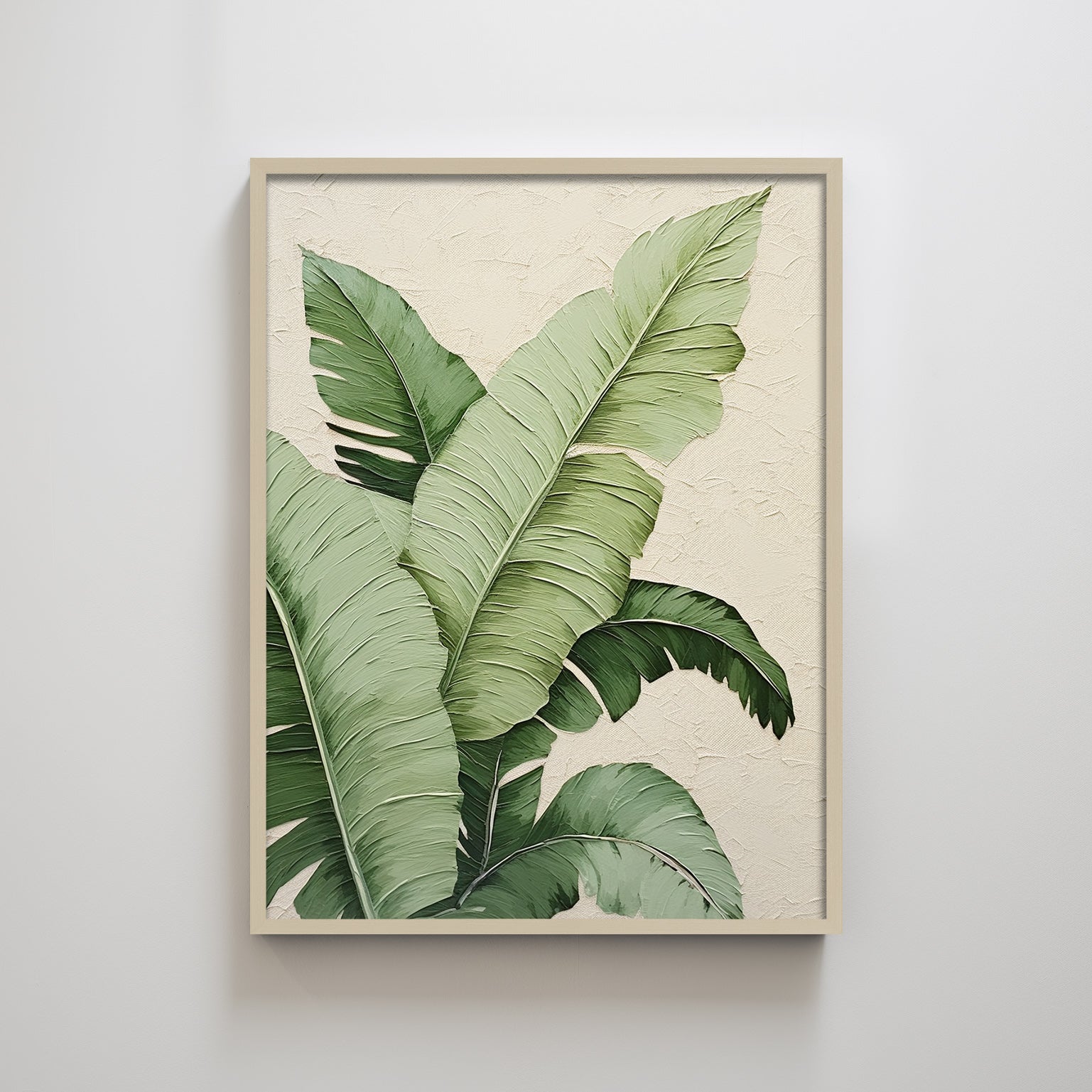 Green banana leaf texture printing home decoration painting.