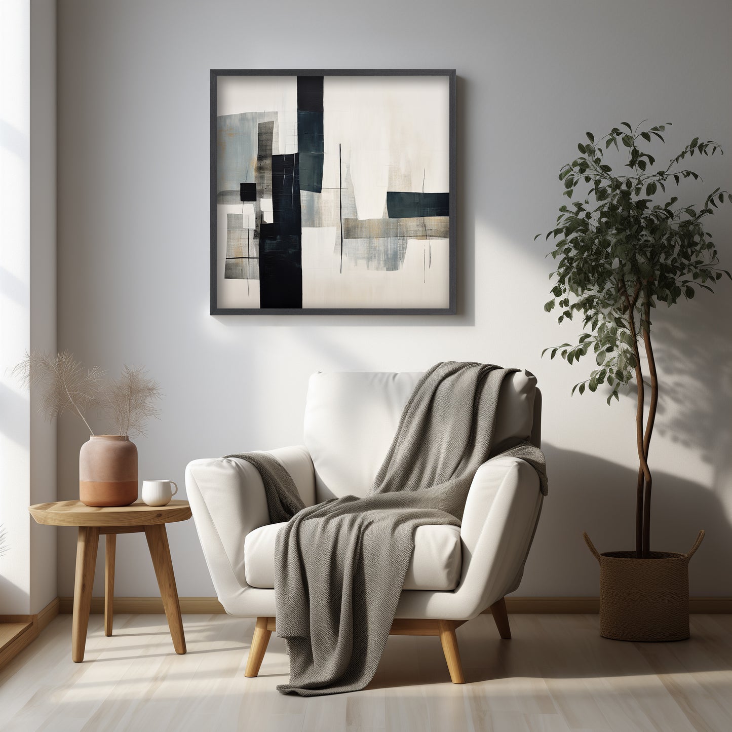 Framed Fabric Painting Texture Print Painting Abstract Rough Lines Home Decoration Painting