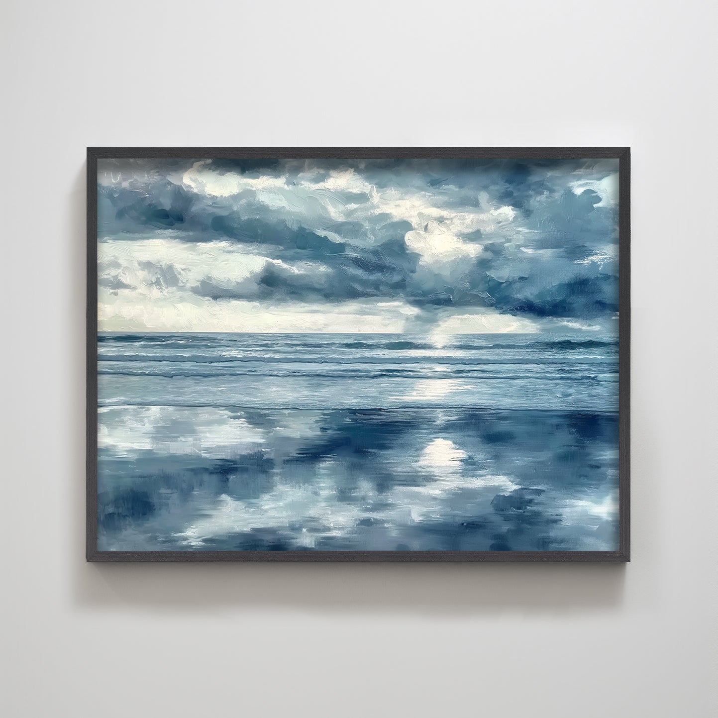 Blue sky waves texture home decoration painting.