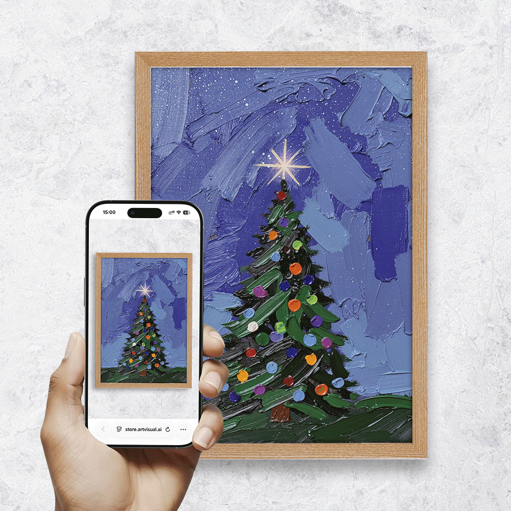 Christmas Tree Textured Art Print with AR Video