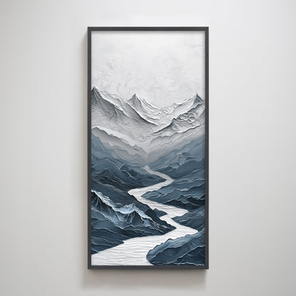 Blue mountains and rivers texture home decoration painting.