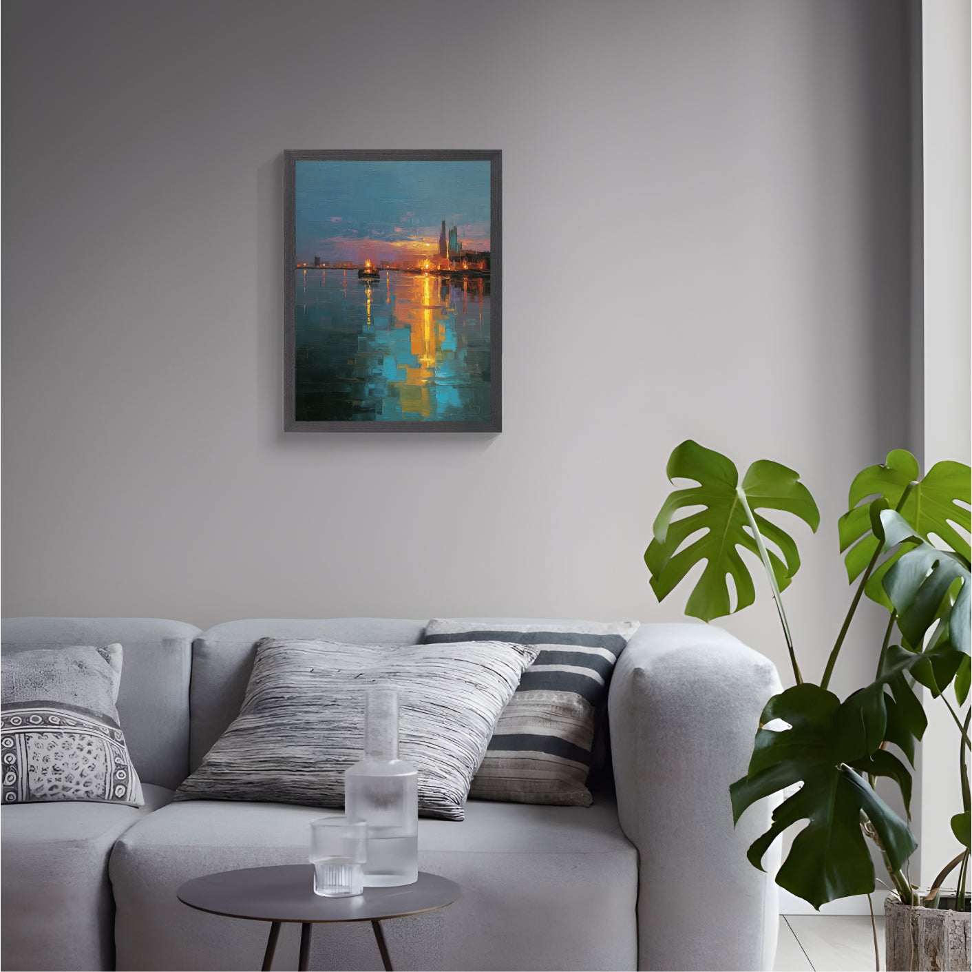 Sunset Building | Urban Landscape Painting for Modern Office Decor