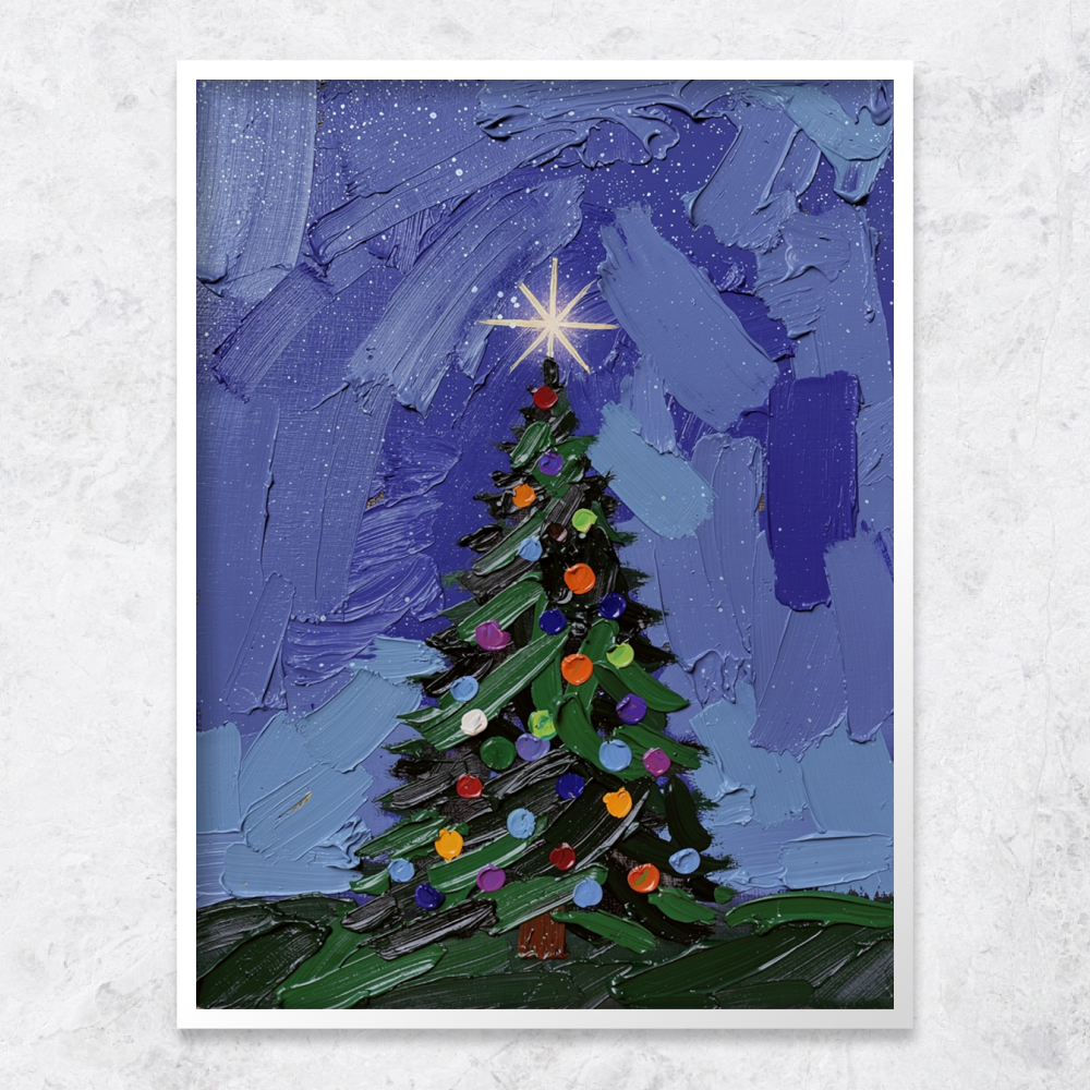Christmas Tree Textured Art Print with AR Video