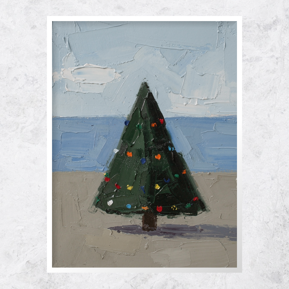 Christmas Tree Oil Painting Textured Art Print with AR Video