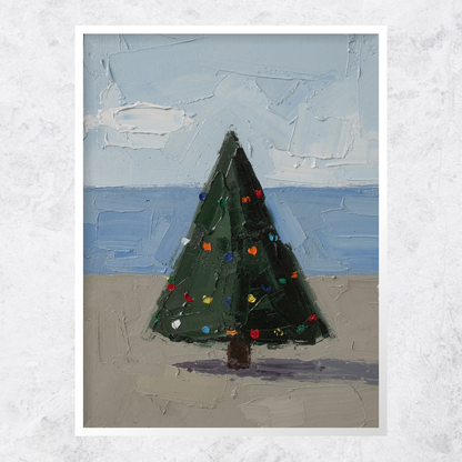Christmas Tree Oil Painting Textured Art Print with AR Video