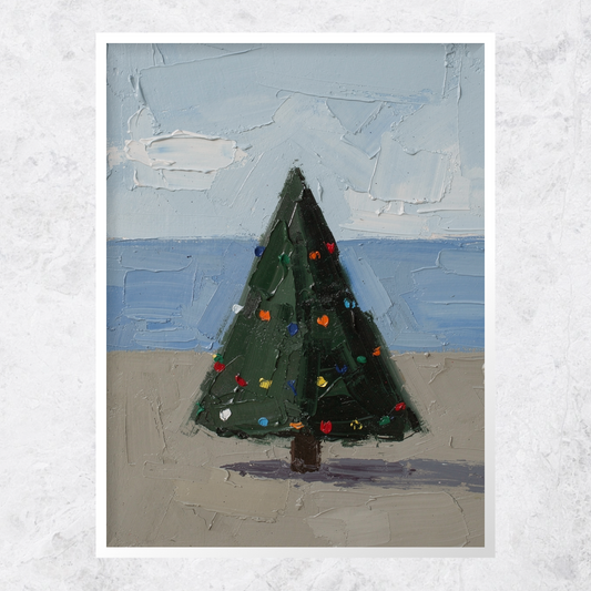 Christmas Tree Oil Painting Textured Art Print with AR Video