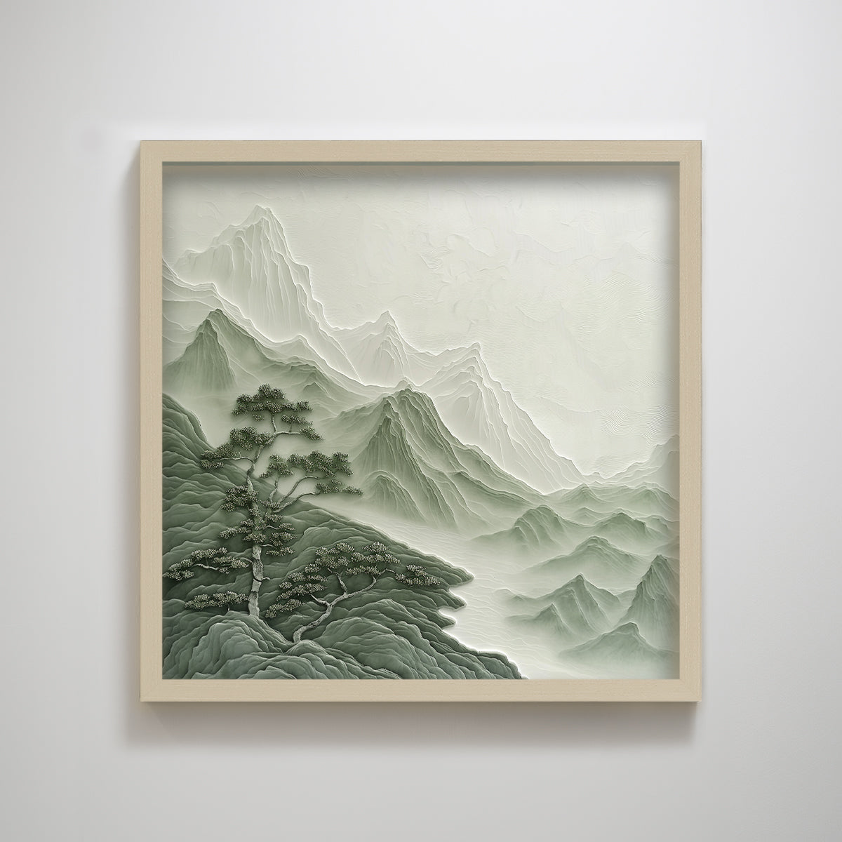 Wabi Sabi Zen Green Mountain Tree Landscape