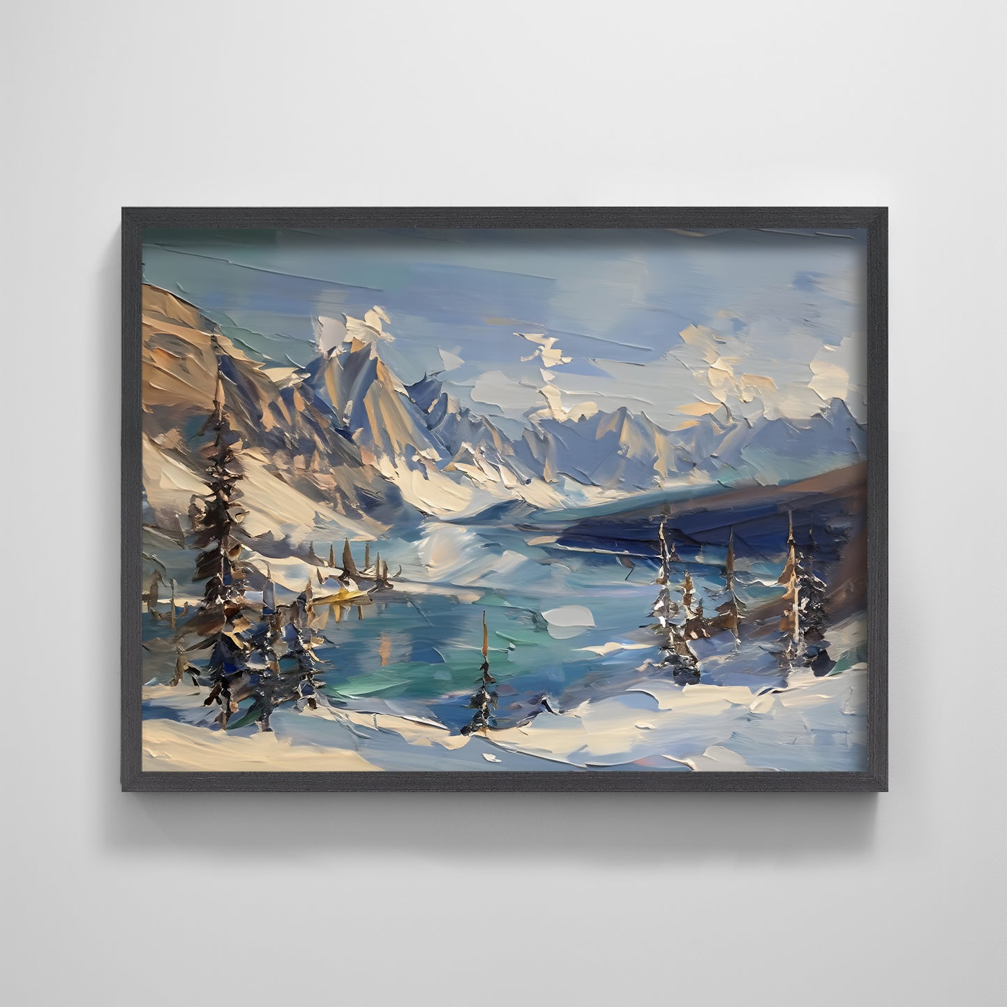 Moraine Lake Canada Thick Impasto Textured Art Print Landscape Wall Decor Minimal