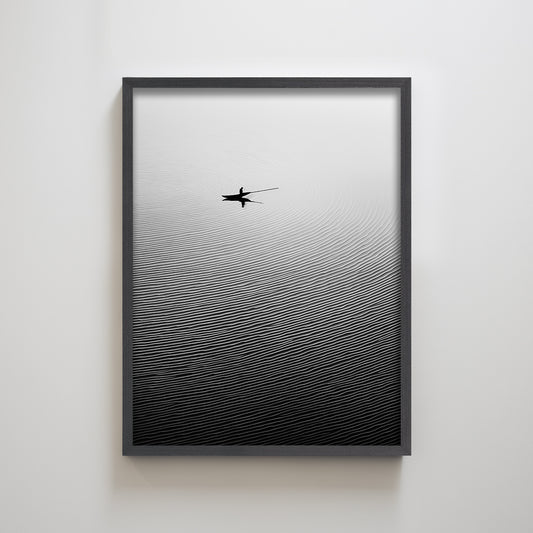 Fishing Zen Lake Landscape Minimal Abstract Wall Decor Art Textured Print