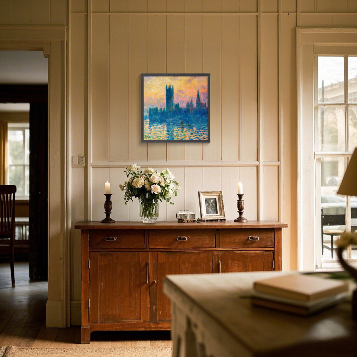 The Houses of Parliament, Sunset, Monet | Landscape Painting Wall Decor for Office Space