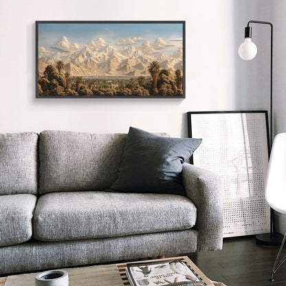 Mystical City Nestled by Mountains | Fantasy Landscape Art for Modern Interiors