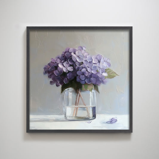 Purple Flowers in the Vase Textured Art Print Wall Decor