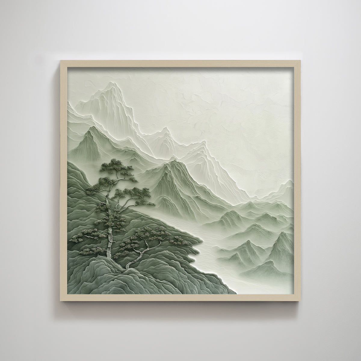 Wabi Sabi Zen Green Mountain Tree Landscape