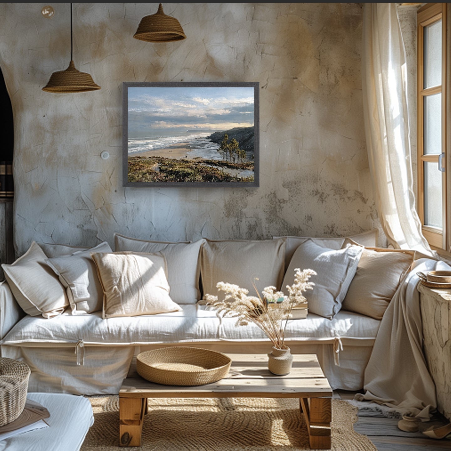 Native Seashore | Coastal Landscape Painting for Beach House Decor