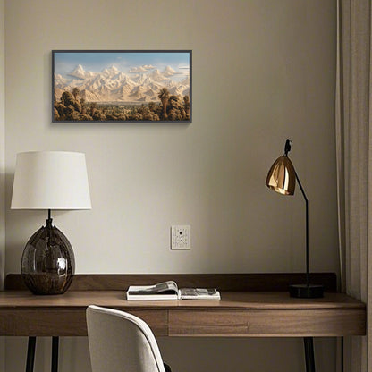 Mystical City Nestled by Mountains | Fantasy Landscape Art for Modern Interiors