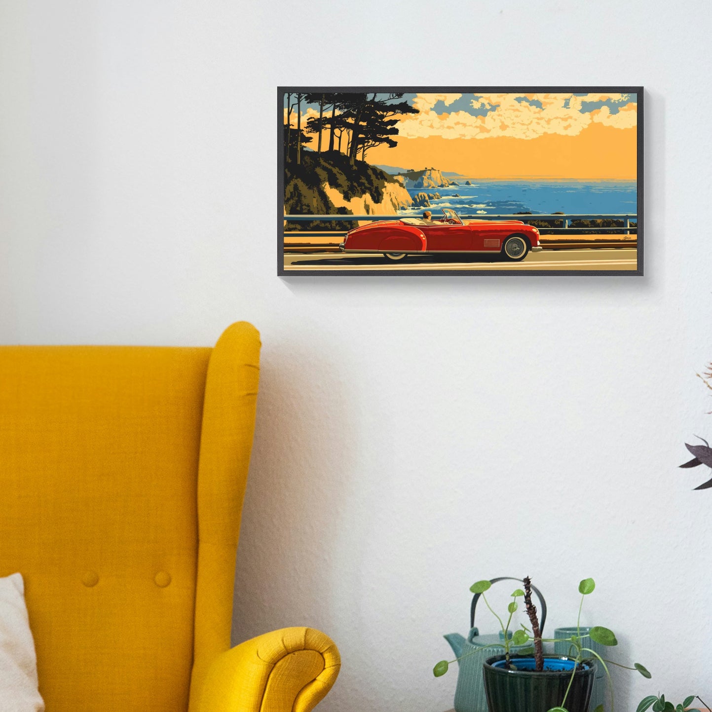 Sunset Drive by the Coast | Ocean Road Painting for Beach House Decor