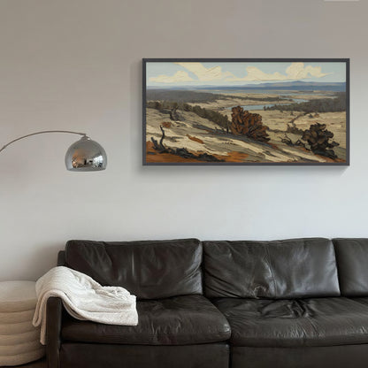 Rolling Hills and Tranquil River | Landscape Wall Art for Serene Home Decor