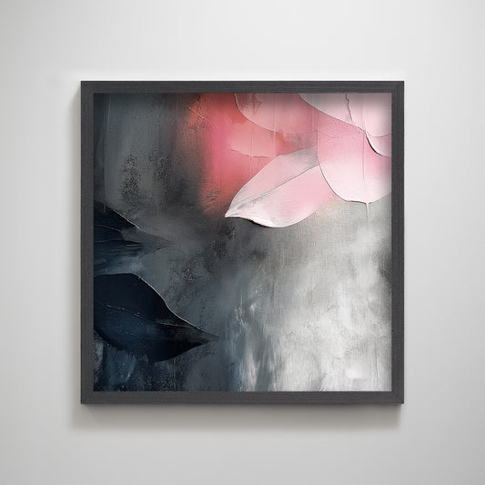 Abstract Plant Pink Grey Texture Art Print