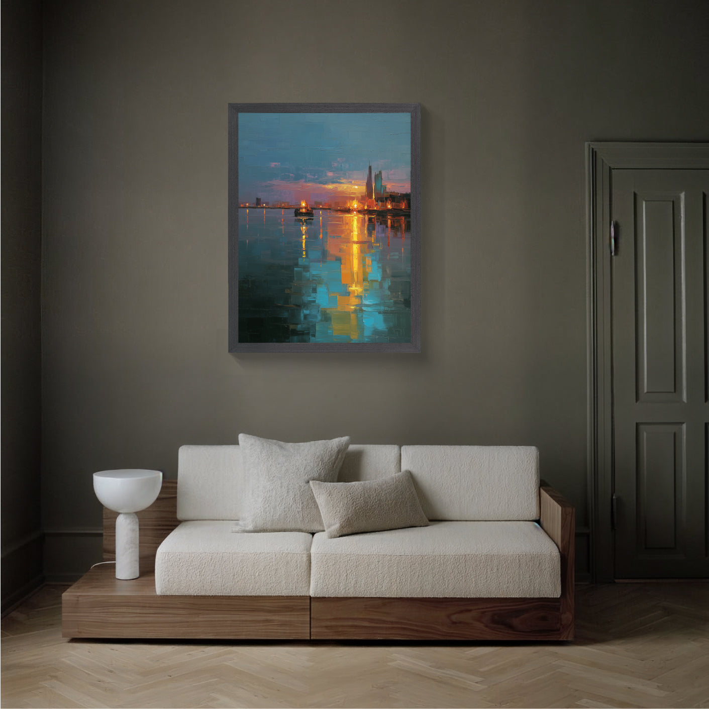 Sunset Building | Urban Landscape Painting for Modern Office Decor