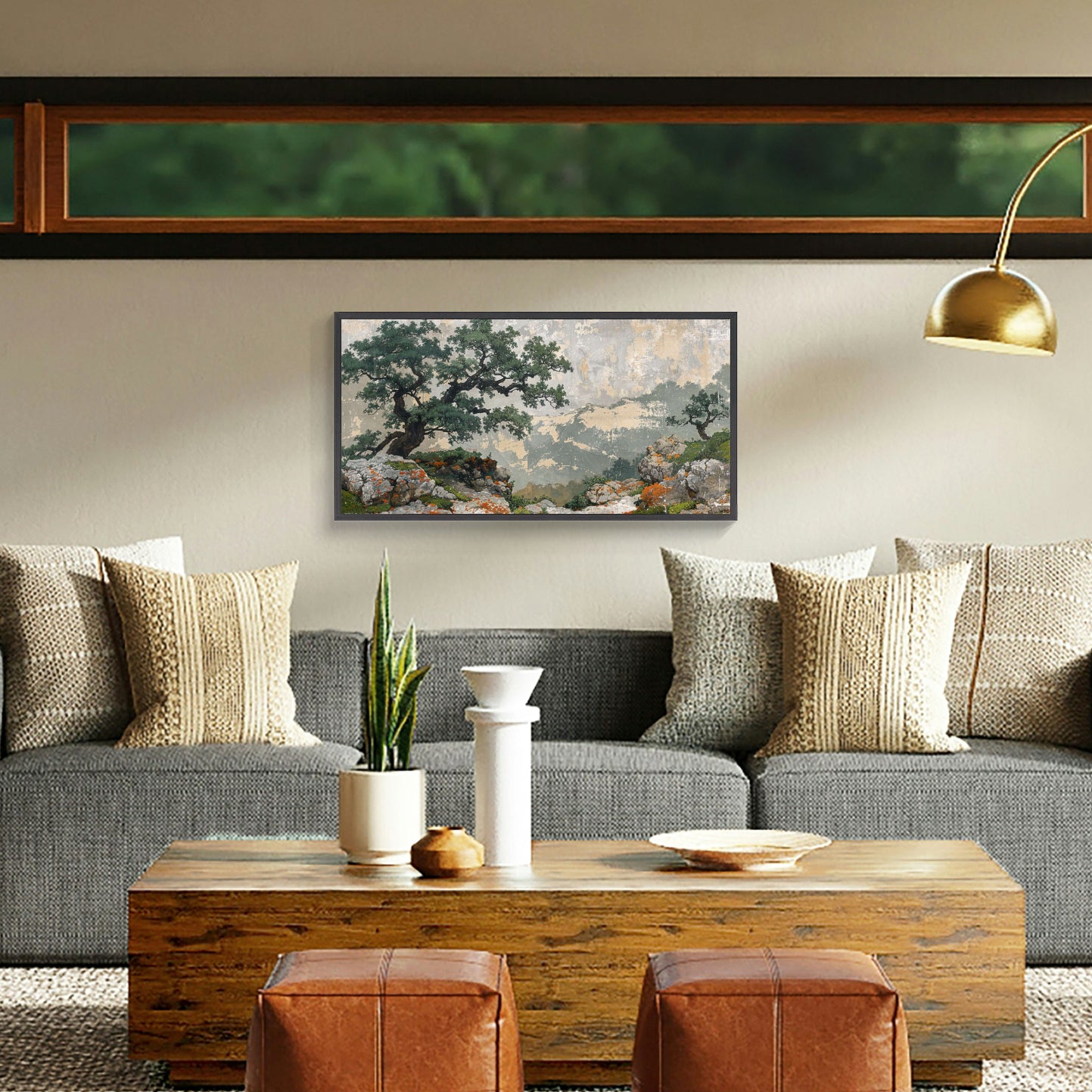 Solitude of the Mountain Tree | Landscape Painting Wall Art for Cabin Decor