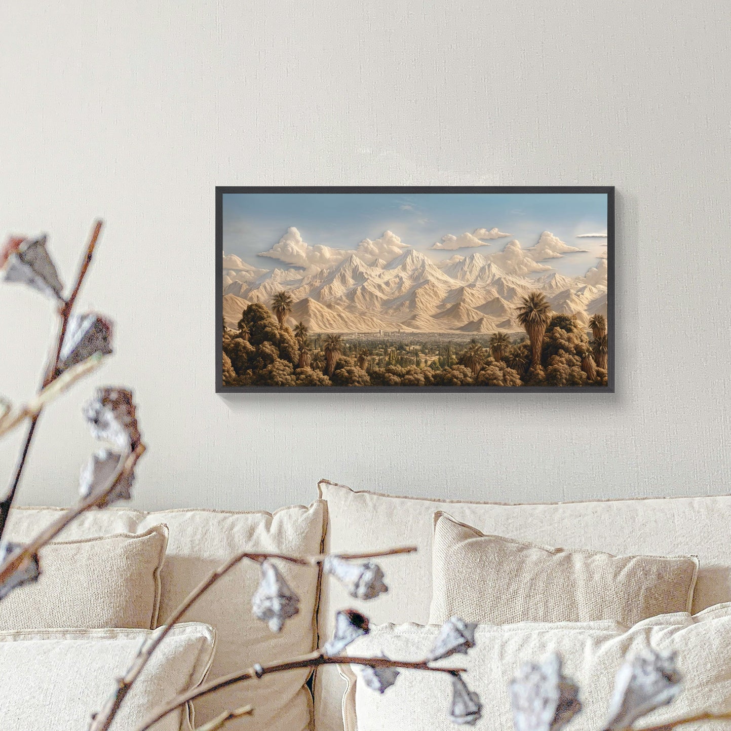 Mystical City Nestled by Mountains | Fantasy Landscape Art for Modern Interiors